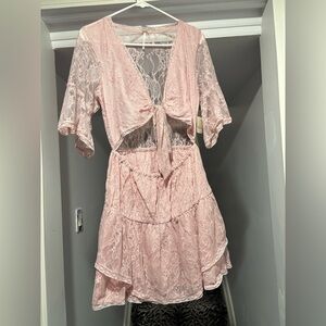 Free People Pink Lace Mini Dress